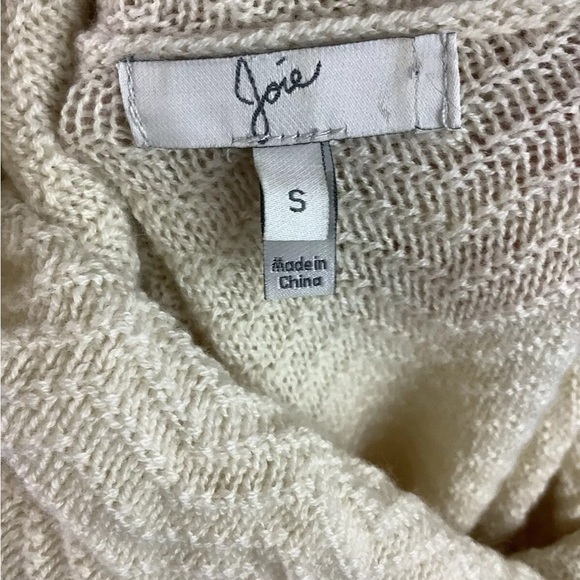 Joie Sz S Wool Cashmere Cowl Neck Sweater Creme Pullover Style Ribbed Knit - Picture 5 of 6